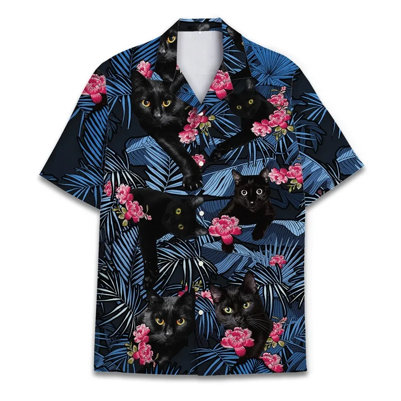 3D Print Funny Animal Hawaiian Shirts For Men Women Summer Short Sleeve Casual Relaxed-Fit Button Down Beach Shirt Mens Tshirt 3