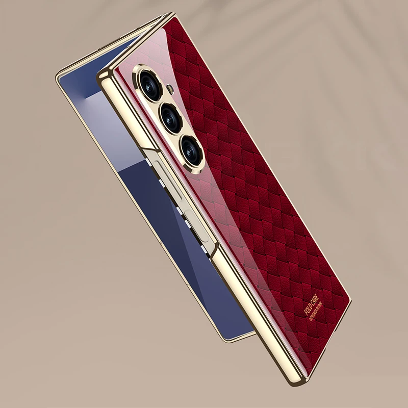 Luxury Painted Tempered Glass Case For Samsung Galaxy Z Fold 7 6 5 Outer Screen