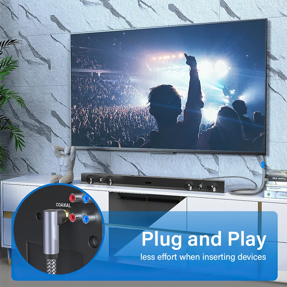 Premium Right Angle Dual RCA Subwoofer Audio Cable - High-Quality Coaxial Connection for Enhanced Sound (Available in 10M & 15M)
