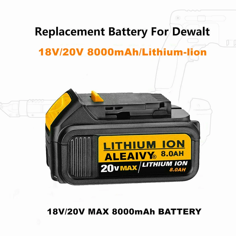 

Original 20v 8.0Ah MAX XR Battery Power Tool Replacement for DeWalt DCB184 DCB181 DCB182 DCB200 20V 5A 18Volt 20V Battery