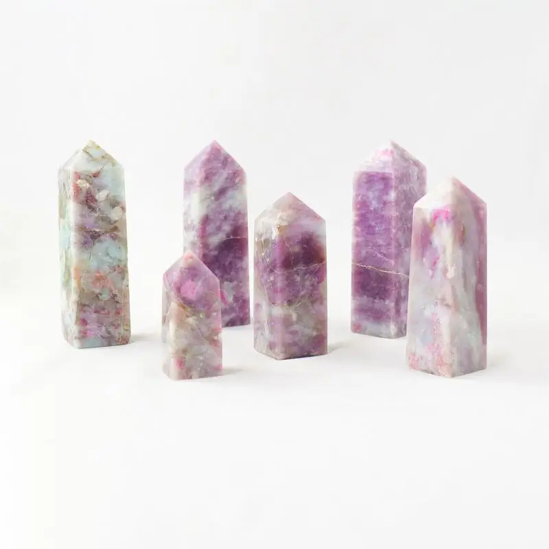 

Plum Crystal Wand Plum Healing Crystal Tower Natural Reiki Healing Quartz Crystals Column For Meditation Home Decor