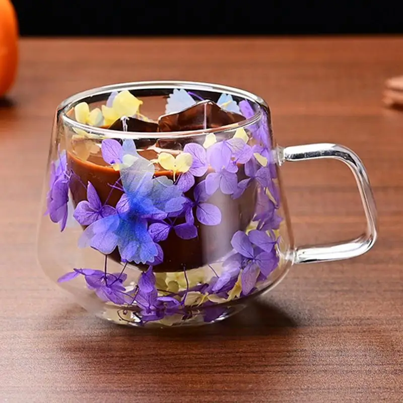 200ml Double Walled Floral Glass Coffee Mug