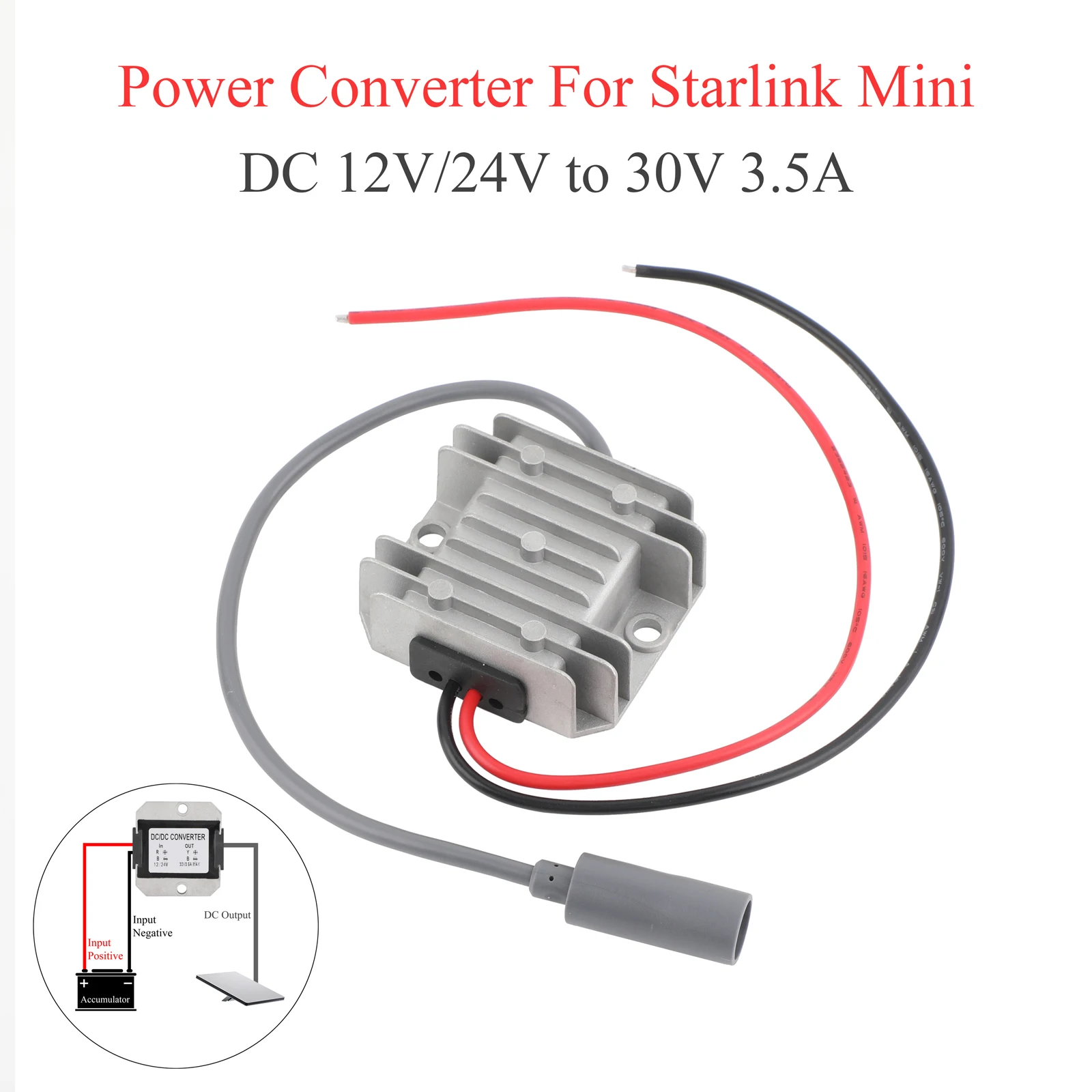 스타링크 미니 12/24V에서 30V 3.5A DC 전원 부스트 컨버터(스타링크 암 플러그+연장 케이블) F/M 3-20m