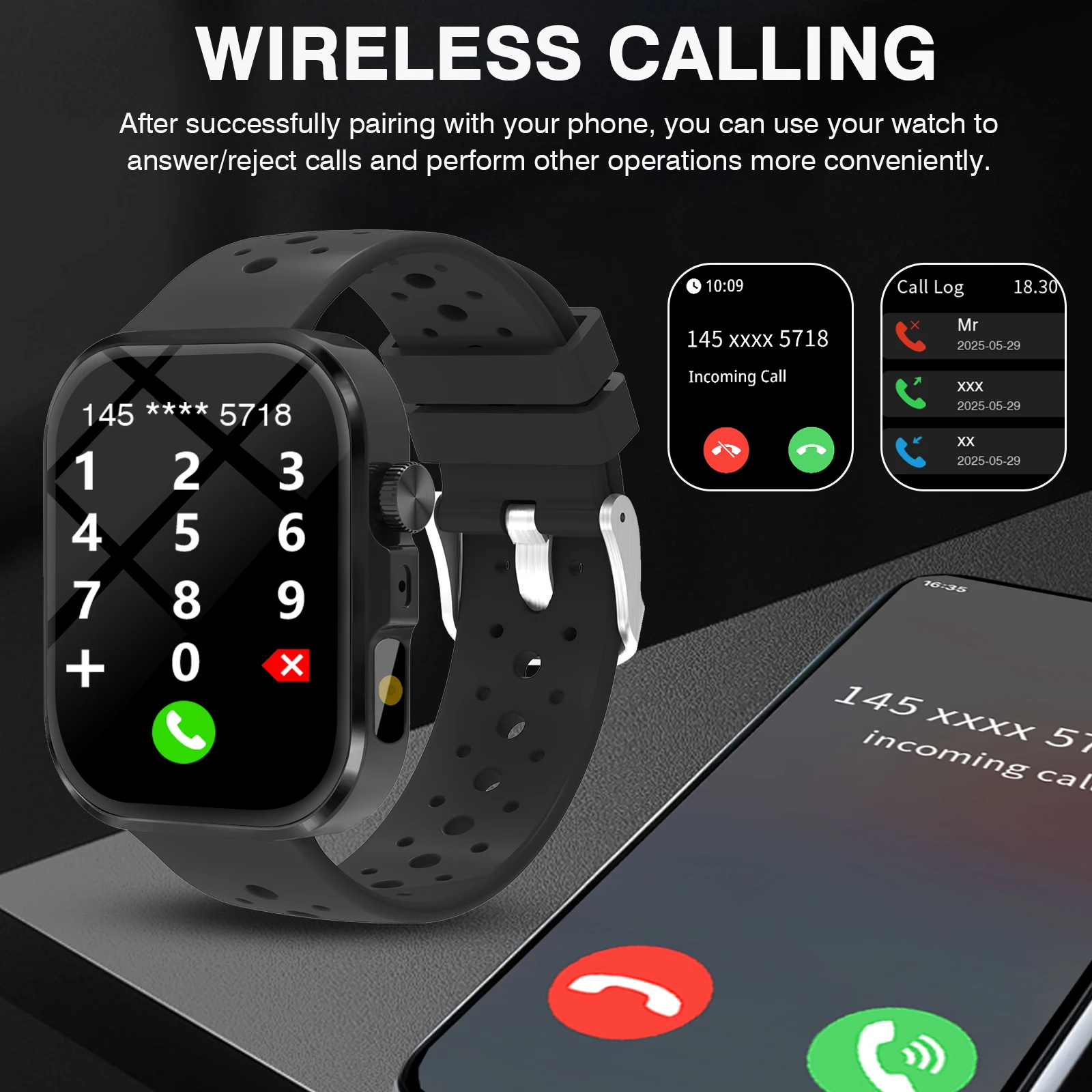 1Pc Smart Watches,HD Touch Screen, Multi-Sport Modes, Sedentary Reminder, Calculator,Christmas/New Year/Birthday Watch Gifts 2