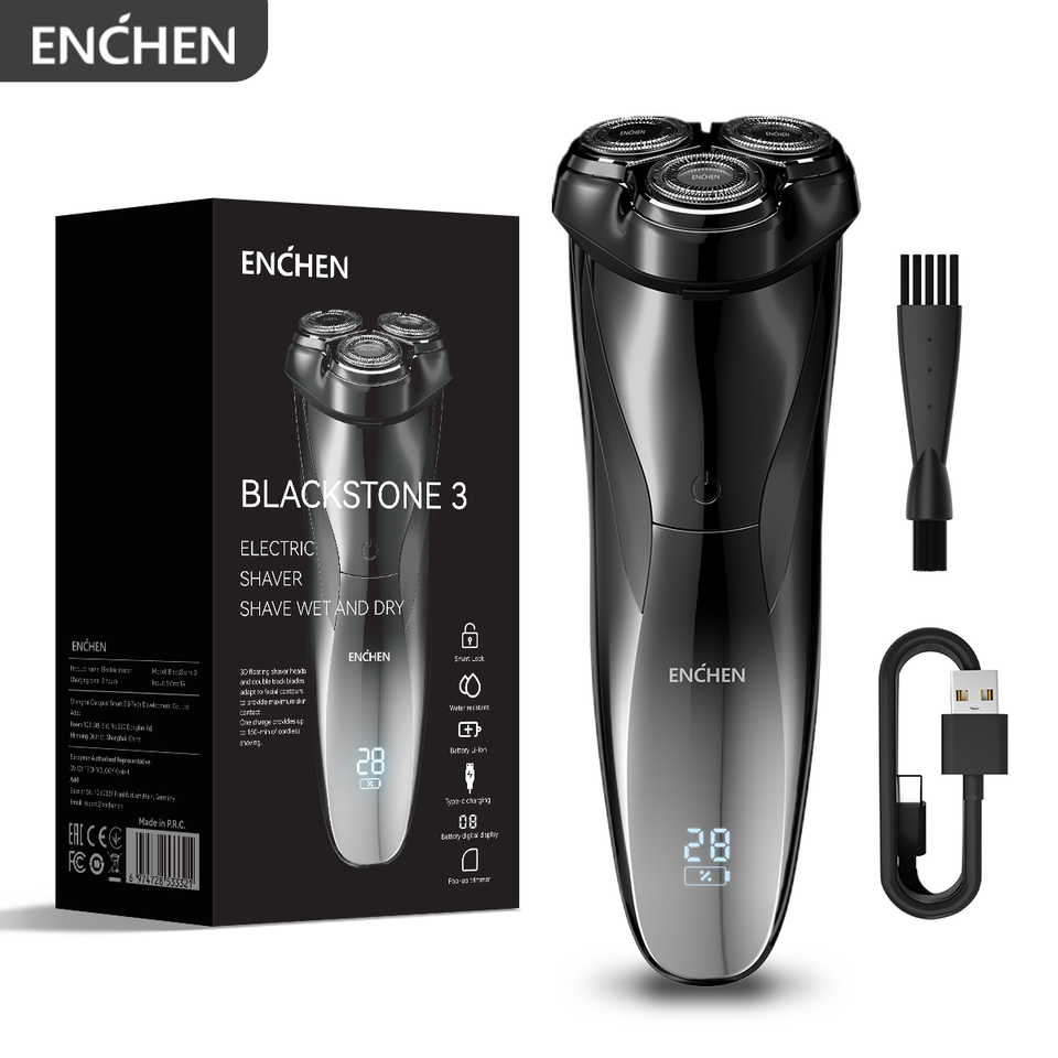 ENCHEN Blackstone3 Electric Rotary 3D Shaver 100% Waterproof  With POP-UP Precision Trimmer And Type-C Quick Charging
