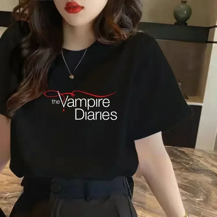 Vampire Diaries Maglietta Harajuku Maglietta da donna divertente per fan Streetwear Ladies Graphic Summer Abbigliamento donna femminile 4