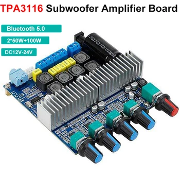 TPA3116 서브 우퍼 앰프 보드 2.1 채널 높은 전원 블루투스 5.0 오디오 앰프 DC12V-24V 2*50W + 100W 앰프