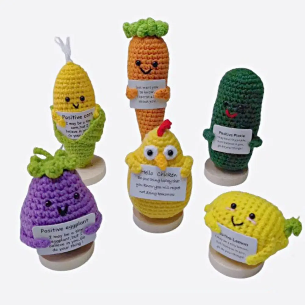 

Ornaments Funny Positive Potato with Positive Affirmation Card Cute Knitted Potato Doll Creative Handmade