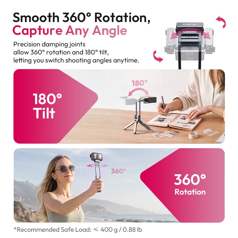 Ulanzi MA37 Quick Release Mini Tripod for DJI Osmo Action 6 / Osmo Nano Vlog Selfie Food Exploration Fitness Sports Event Record - Ảnh 5
