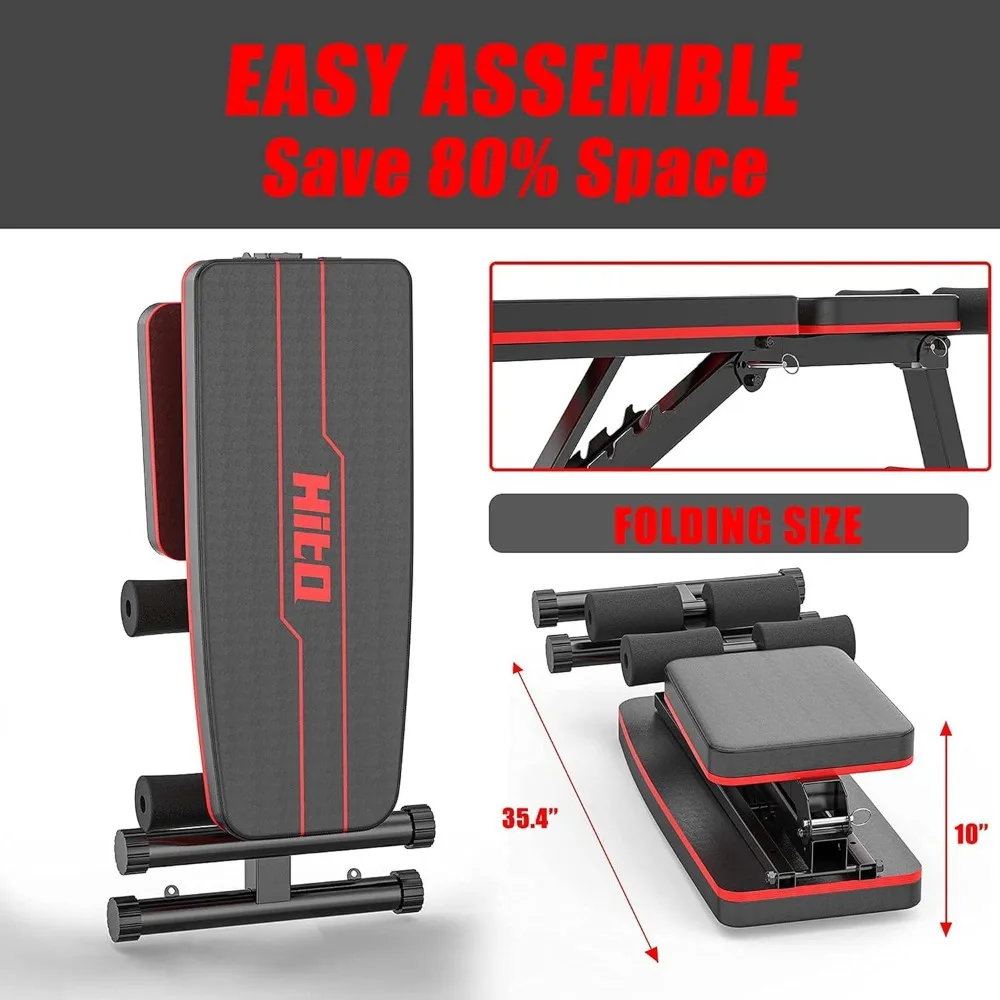 Weight Bench, Adjustable Weight Bench, Strength Training Benches For Full Body Workout & Home Gym with Resistance Bands