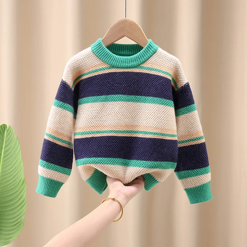 

Boys Sweater Cotton Outwear Tops 2022 Graceful Warm Thicken Velvet Winter Plus Size Knitting Children's Clothing