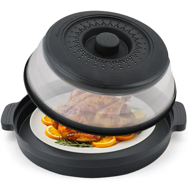 Couvercle anti-éclaboussures pour micro-ondes, pliable, multifonction, protection pliable, Gadget de cuisine, passoire pour repas, plateau de cuisson à la vapeur 1
