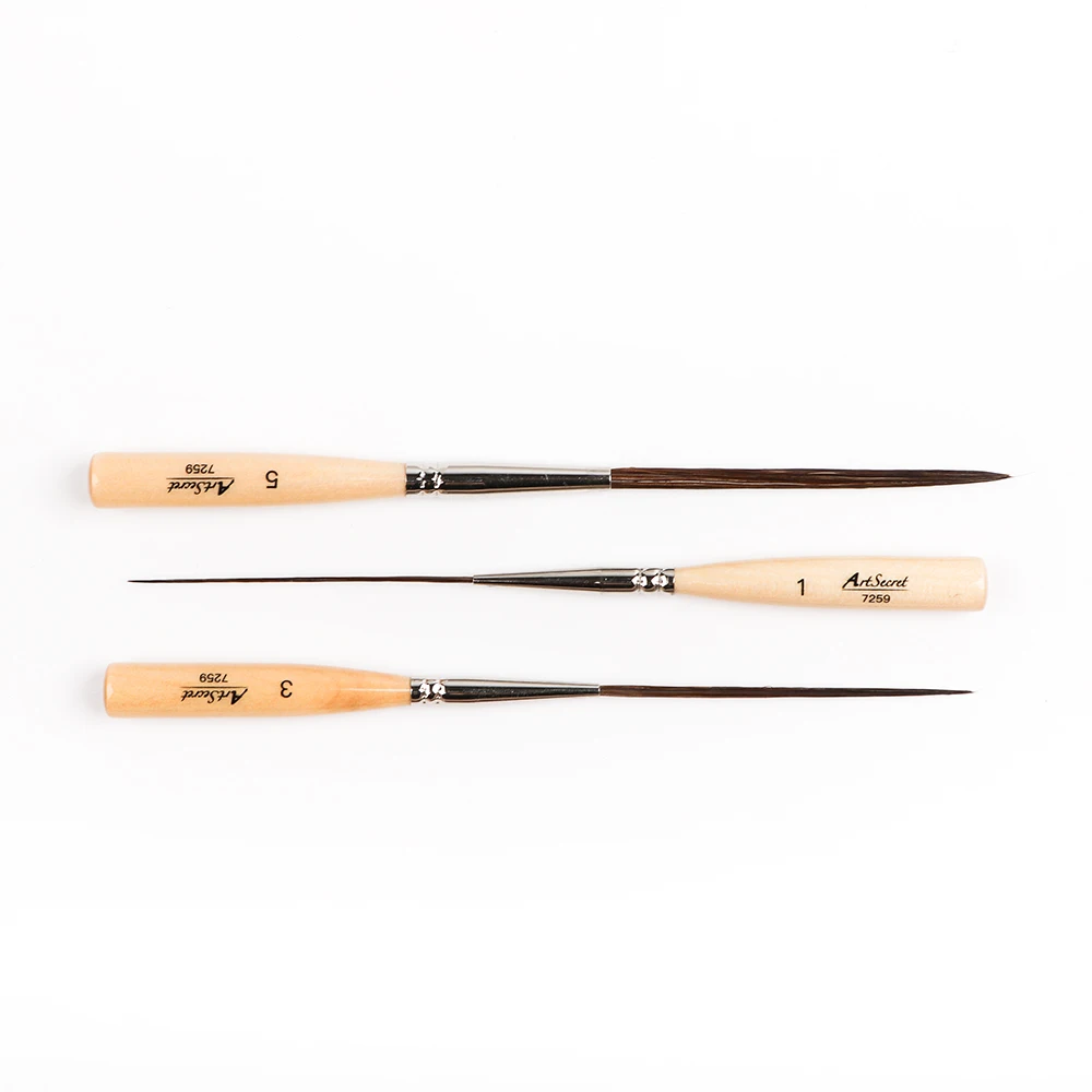 Nail Art Brush Long Liner Detail Painting Brushes Cattle's ear Hair Watercolor Brush Pen 0.8 1.2 2.8