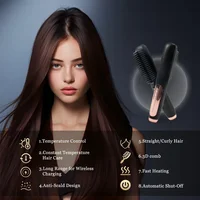 Brosses à cheveux électriques multifonctions sans fil, lisseur, peigne à chauffage rapide, Anti-brûlure, en céramique, bigoudi 6