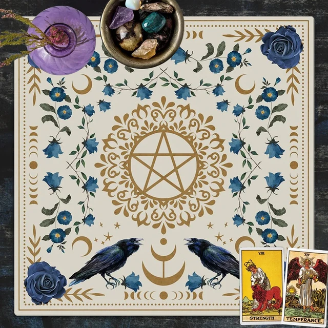 Oltárruha Alter Szövet Nap Hold Virág Tarot Elterjedt Olvasás Mat Witchy Cottagecore Dekoráció Boszorkány Ajándékok - Image 3