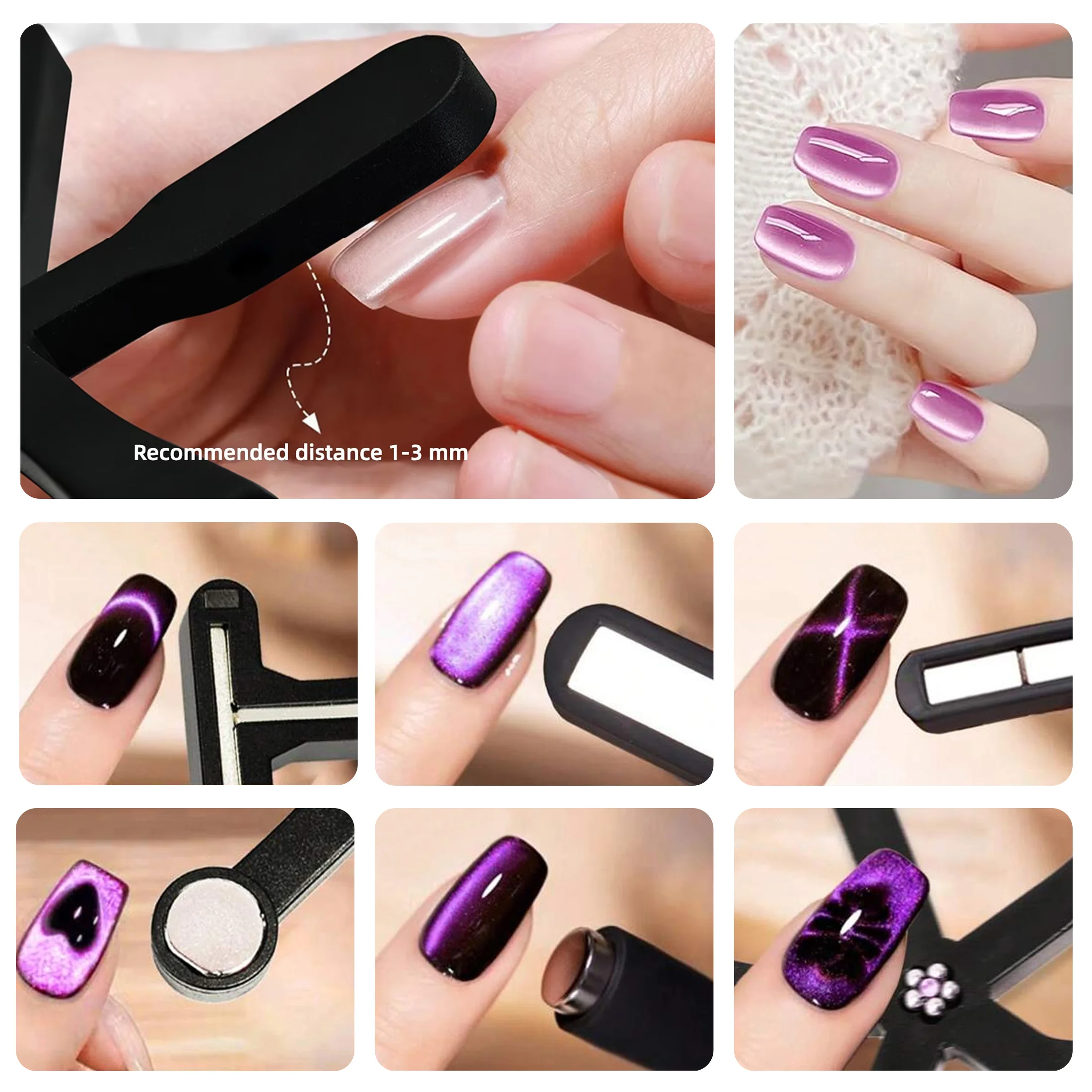 6-IN-1 Strong Magnetic Stick for Cat Eye Gel Polish Nail Magnet Tool Magnet Pen Nails Art Design Glitter Effect Manicure Tools