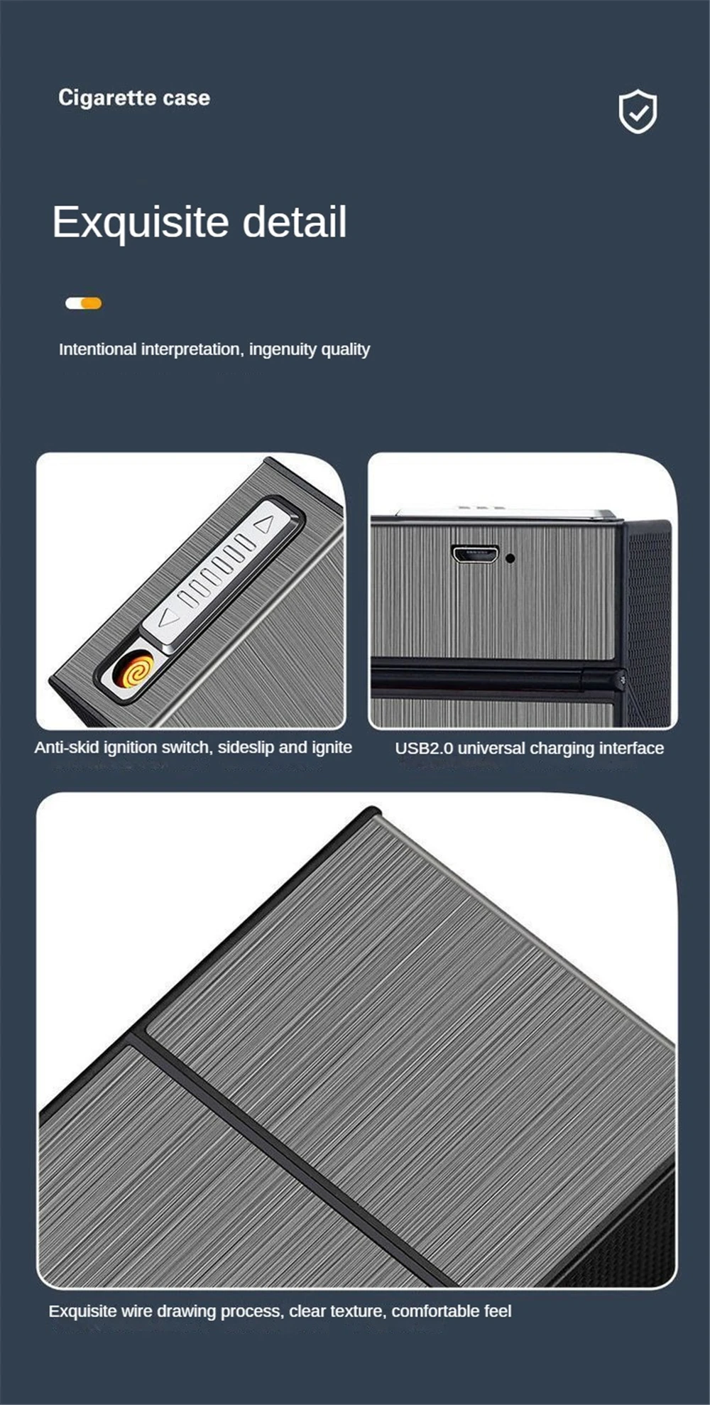 Description Picture 6 of item20 Thick Cigarette Case Tungsten Wire Igniter USB Charging Lighter Outdoor Waterproof and Moisture proof Electronic Lighters