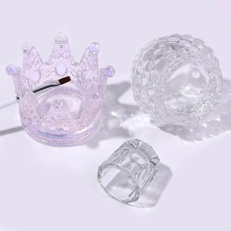 1PC Crystal Glass Acrylic Powder Liquid Nail Cup Colorful Clear Dappen Dish Lid Bowl Cup Holder Equipment Nail Art Tools nail powder manicure tools nail acrylic liquid acrylic nail powder nail tools