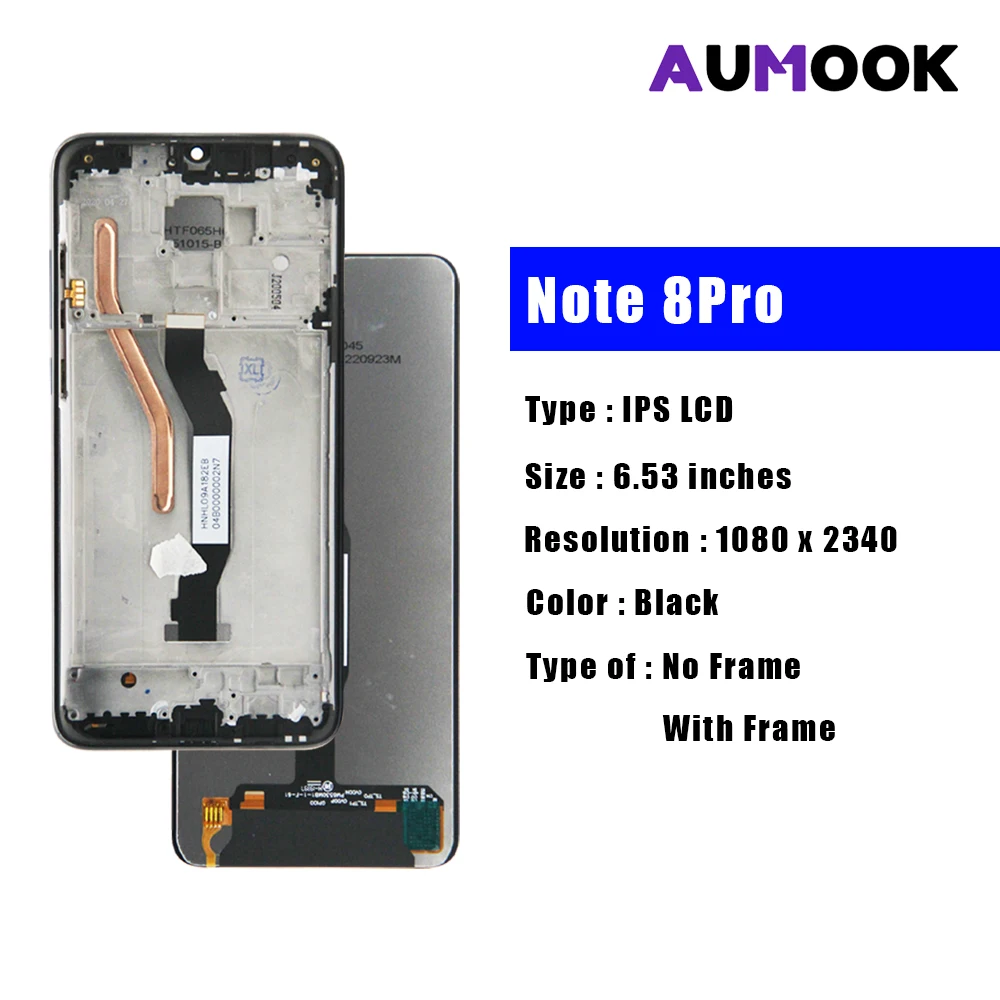 Redmi Note8Pro LCD 터치 스크린 Digiziter 어셈블리 용 8Pro IPS LCD 디스플레이 Redmi Note8Pro 블랙 블루 실버 LCD 디스플레이 용
