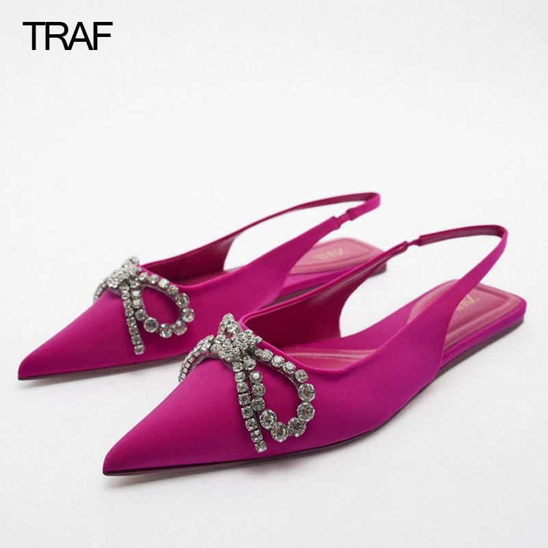 Tanie TRAF damskie płaskie czerwone buty biurowe buty na sklep