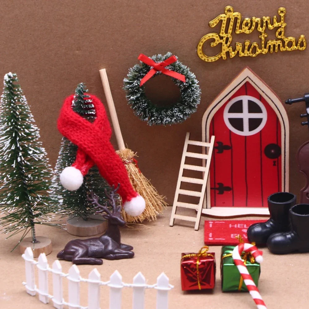 Mini Knitting Scarf Wine Bottle Decor Xmas Tree Ornament Pompon Red Scarf Christmas New Year Party Decoration Supplies 10/1PCS