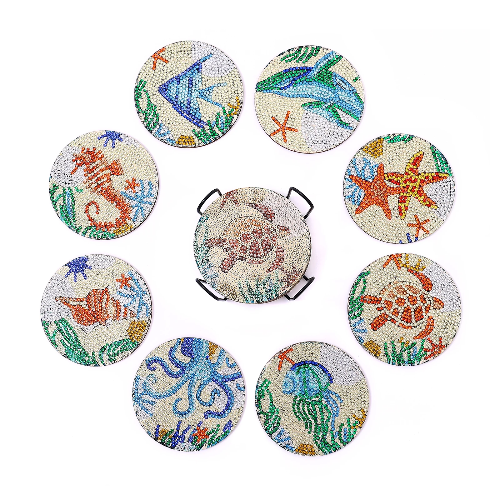 MOGTAA 8 Posavasos De Arte De Diamantes Con Soporte, Kits De