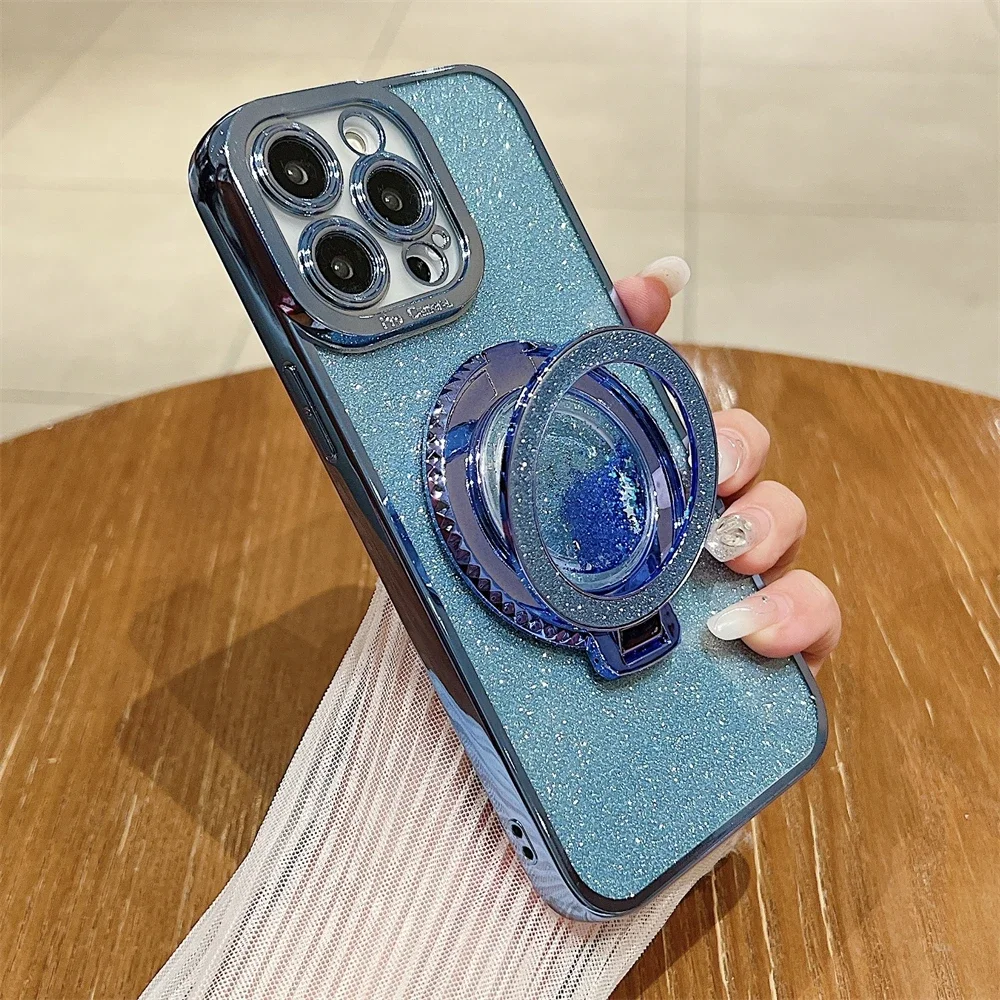 Bling Glitter Magnetic Phone Case For Iphone With Magsafe Holder_voghion.com