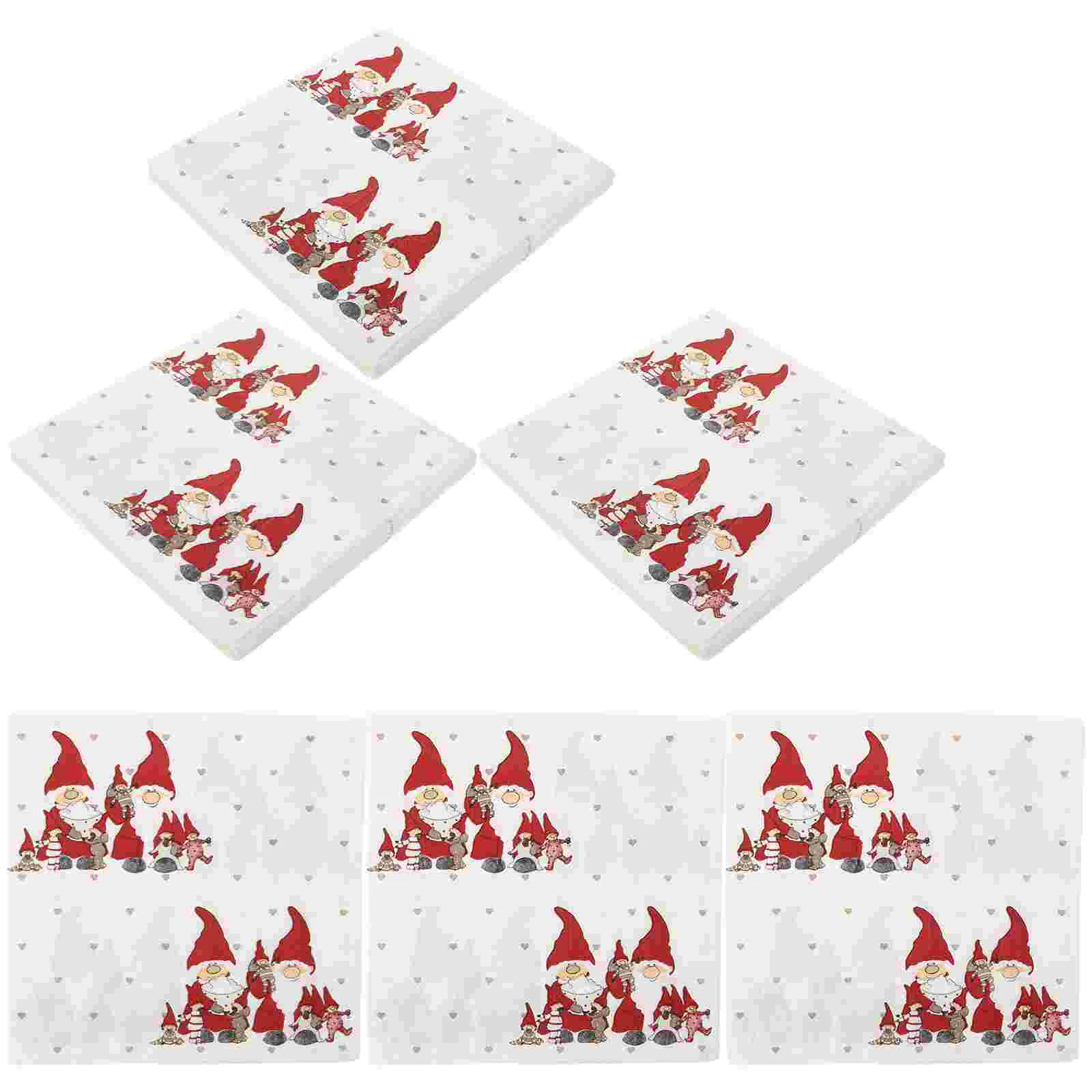 

100 Pcs Disposable Napkins for Party Blue Cloth Dinner Paper Christmas Printing