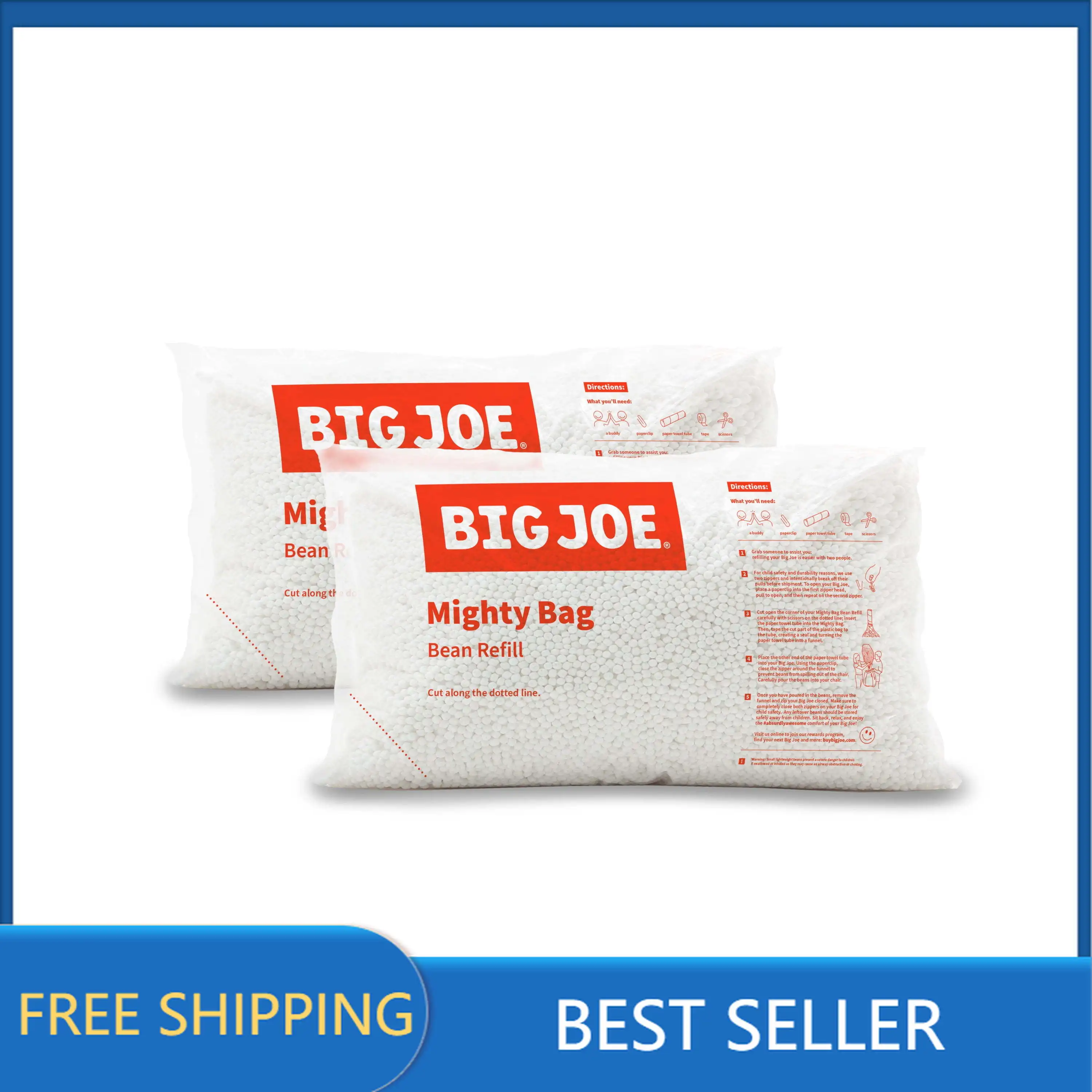 Big Bean Bag Chairs Big Joe Bean Bag Refill 2-Pack, 100 Liter USA -  AliExpress