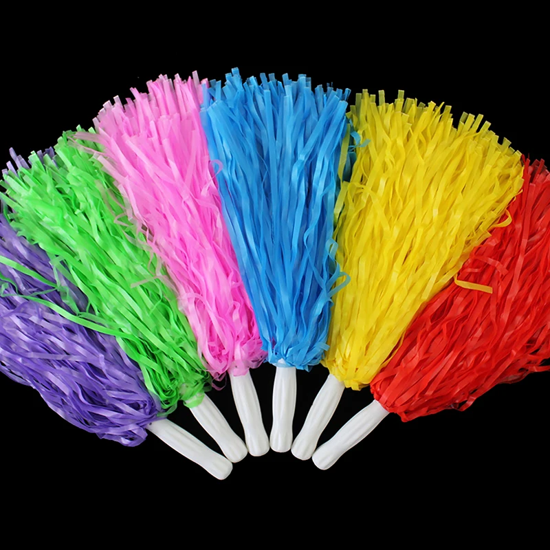 Cheerleading Flower Ball With Handle Dance Sports Match Wrist Corsage Vocal Concert Decor Cheer Squad Multicolor Pompom 1pcs