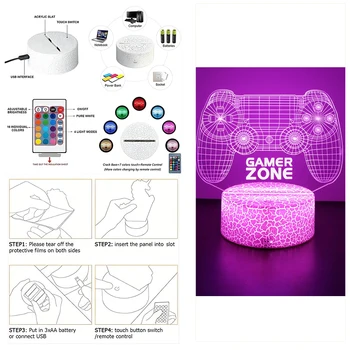 NEON GAMER 3D LED Night Light 6
