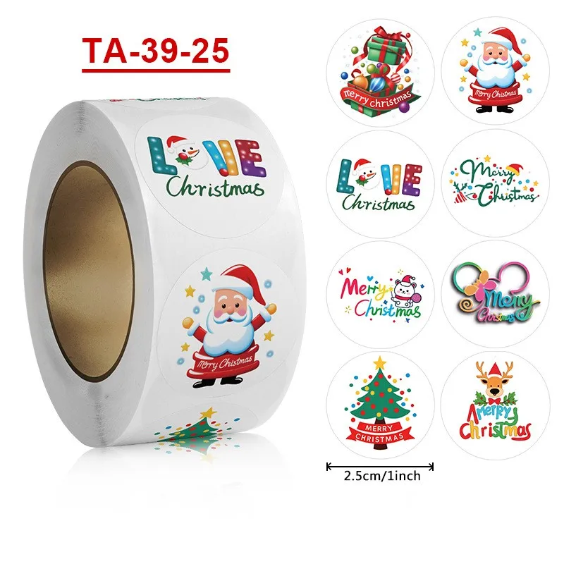 50-500 piezas de pegatinas de dibujos animados de Feliz Navidad, pegatinas decorativas de sellado, etiquetas autoadhesivas de recompensa de Año Nuevo para fiestas de regalos para niños