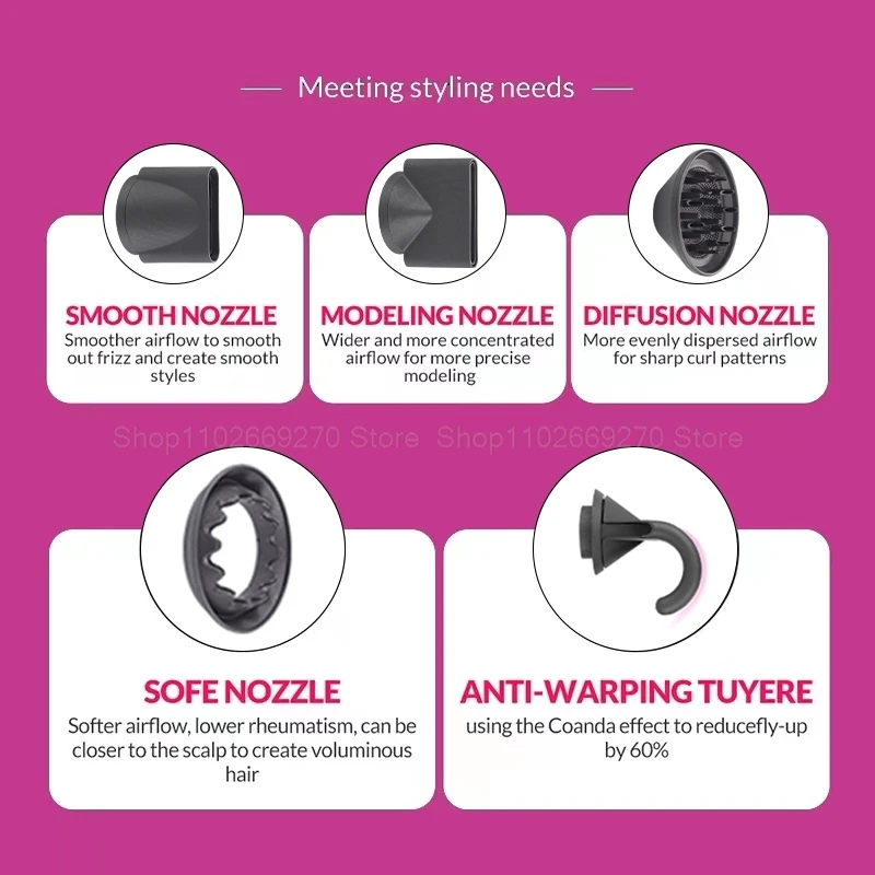 Hair Dryer Professinal Leafless Hair Dryer 220V Negative Ion Quick Dry Home Powerful Constant Flyaway Attachment Anion Electric Hair Dryers
