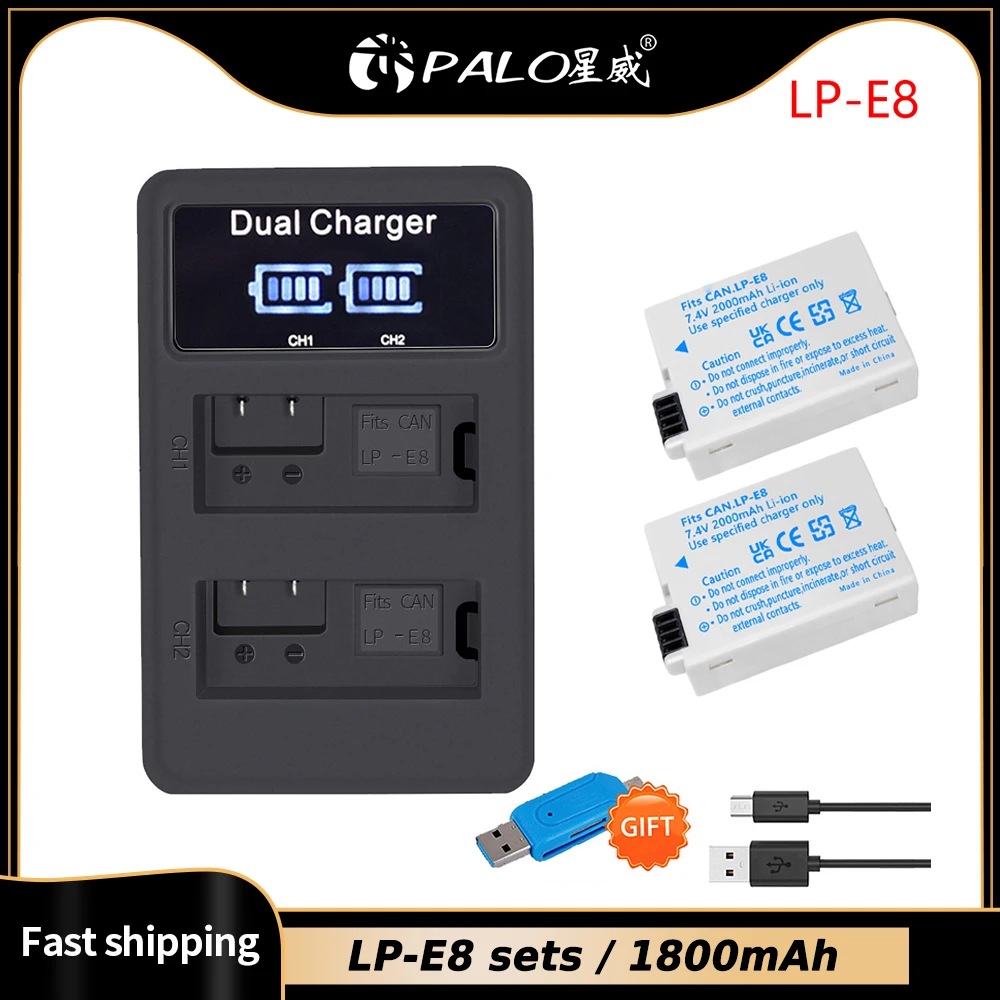 Batteria Ricaricabile Palo Lp-E8 Lp E8 Per Canon Eos 550D 600D 650D 700D X4 X5 X6I X7I T2I T3I T4I T5I Dslr Lp-E8 Batteria Della Fotocamera
