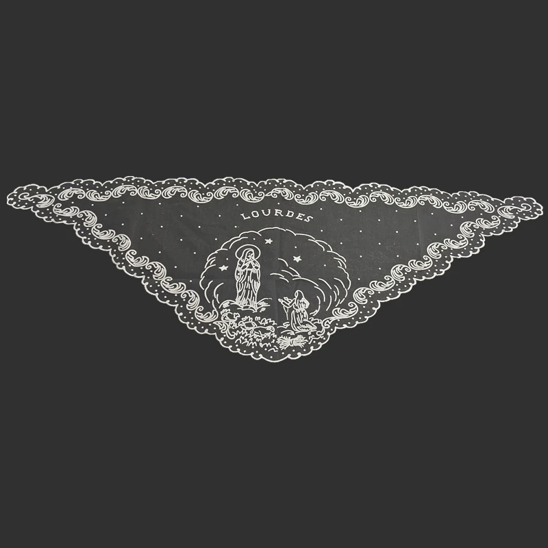 Embroidery Spanish Traditioanl Triangle Scarf Black and White Christian Church Veils for Women