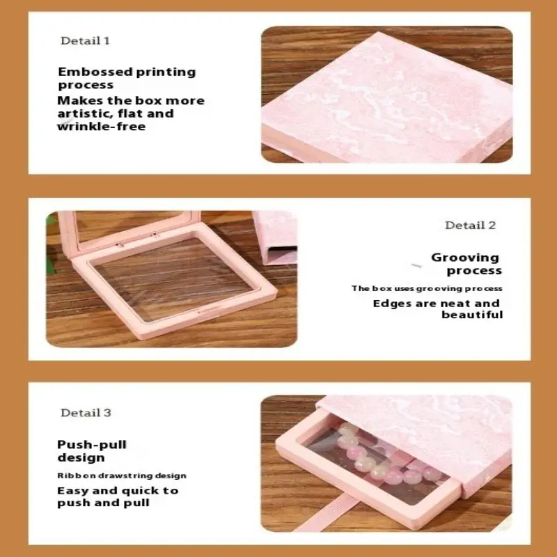 Ausziehbare Schmuckschatulle, schwebende Schublade, Schmuckvitrine, Armband, Halskette, Ringhalter, Verpackungsboxen – Detail 7