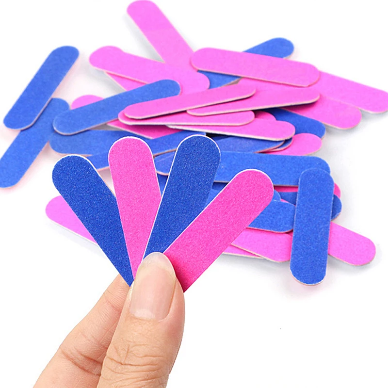 100 Pcs Mini Nail File Nail Scrubbing Strips DIY Manicure Pedicure Scrub Nail Arts Double Sided Manicure Tool 50*13mm