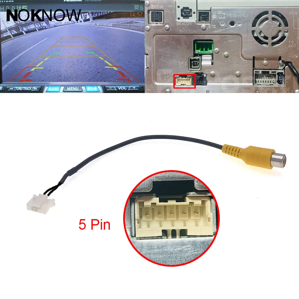 5PinCarRadioRearViewCameraRCAOutputAdapterCablePanasonic