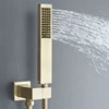 Concealed Brushed Gold Shower Set Bathroom Hidden 3 Way Faucet Shower System Set Wall Mounted Bathtub Rain Shower Mixer Tap Set 2