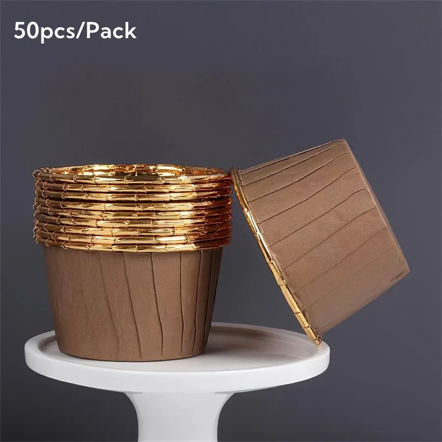 Aluminium cupcake- en muffinvormen, set van 50 stuks - Bruin