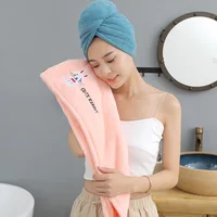 Cute Animal Embroidery Absorbent Shower Cap Coral Fleece Hair Drying Cap Towel Women Thicken Quick-Dry Turban Bathroom 2