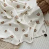 Floral Muslin Swaddle Blanket 100% Cotton Baby Bath Towel Wrap Muslin Swaddle Blankets Newborn Muslin Blankets Soft Waxy Blanket 5
