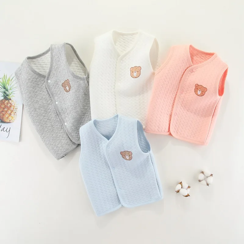 Autumn Winter Baby Cotton Vest Boys Girls Sleeveless Waistcoat Kids Warm Jacket Baby Belly Care Clothes Kids Outwear Clothing