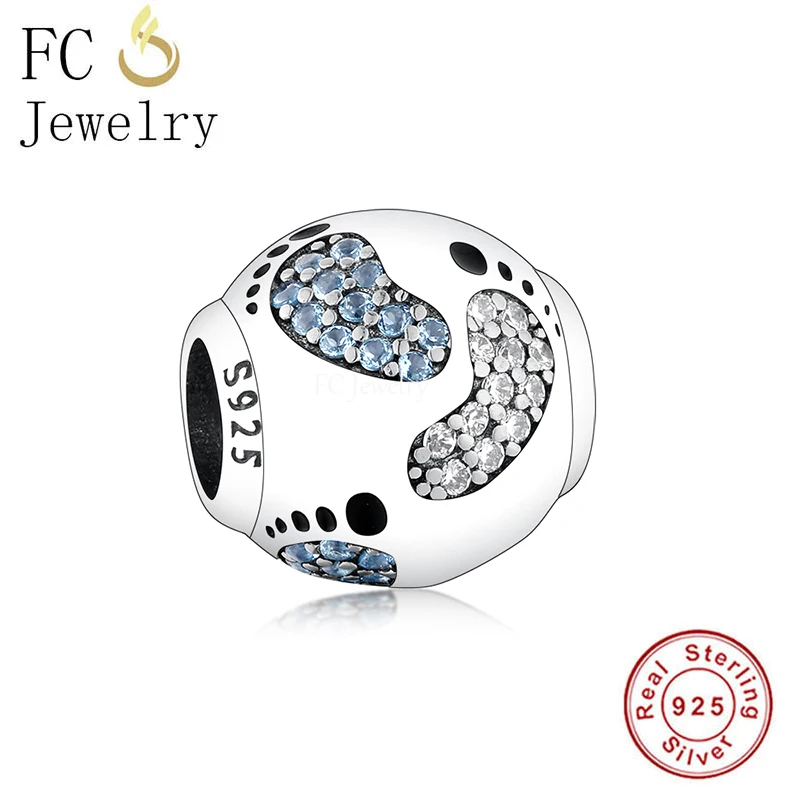 FC Jewelry Fit Original Charm Bracelet 925 Silver Mommy of Angel Blue Ribbon Pregnancy Loss Awareness Bead For Making Berloque 5