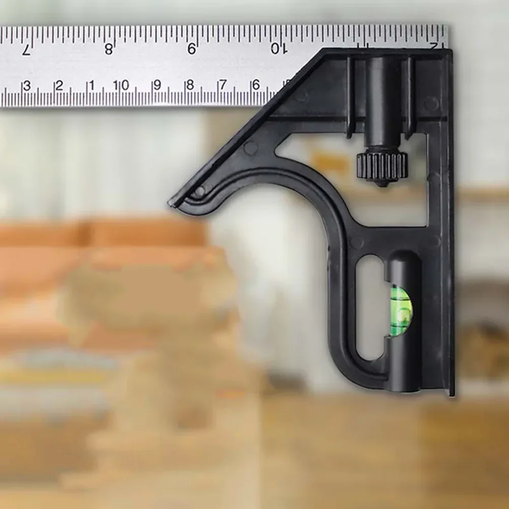 1PC Adjustable Combination Right Angle Ruler 90 Degrees With Bubble Level Gauge For Woodworking Multifunctional Measuring Tool