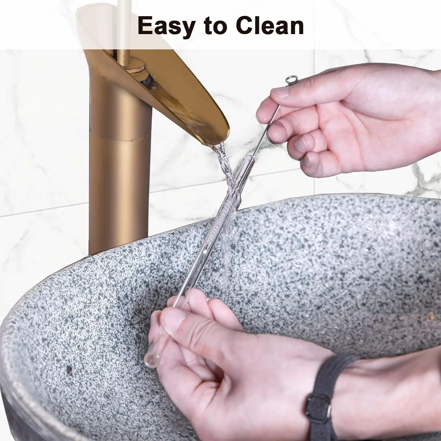 Borosilicate Glass Straws for 16 oz Tumbler, 9 inch 8mm BPA Free, Reusable Drinking Straws Clear Bent Skinny for Iced Coffee and