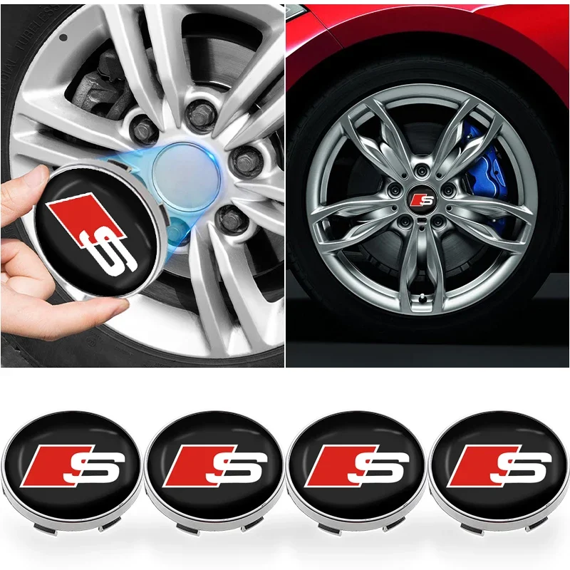 4Pcs Car Wheel Center Cover Car Hub Caps Accessori Per Audi Q7 Q3 Q5L Q2L S4 S5 S6 S7 S8 A3 A4 A7 A5 Rs3 Rs4 B6 B8 B7 Sline Rs