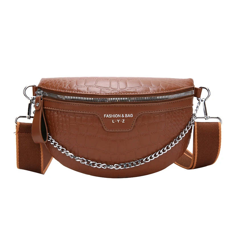 YAMEIZE PU Leather Chain Belt Bag for Women - Crossbody Waist  Bag Fanny Pack Detachable Belt Chain Women Evening Mini Handbag