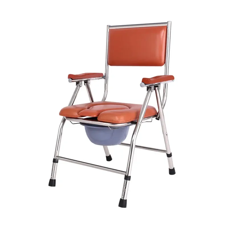 Wide Frame Toilet Chair, Elderly Shower Seat, Pregnant Women Mobility Aid, Foldable Wheel-Assisted Chair, Portable Commode Chair 6