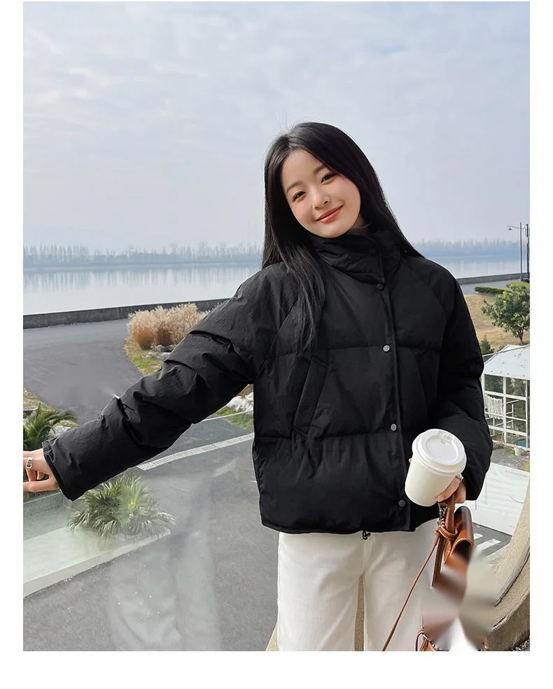 Sweet version with creamy small design, down and cotton jacket, simple solid color, winter casual_voghion.com